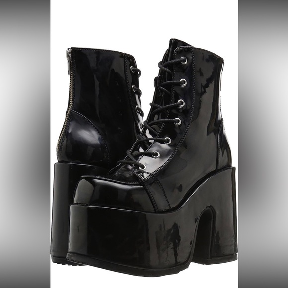 Lot 2085 ❤️NEW  Black Patent Platform Ankle Boots  size 38.5 - Picture 7 of 7